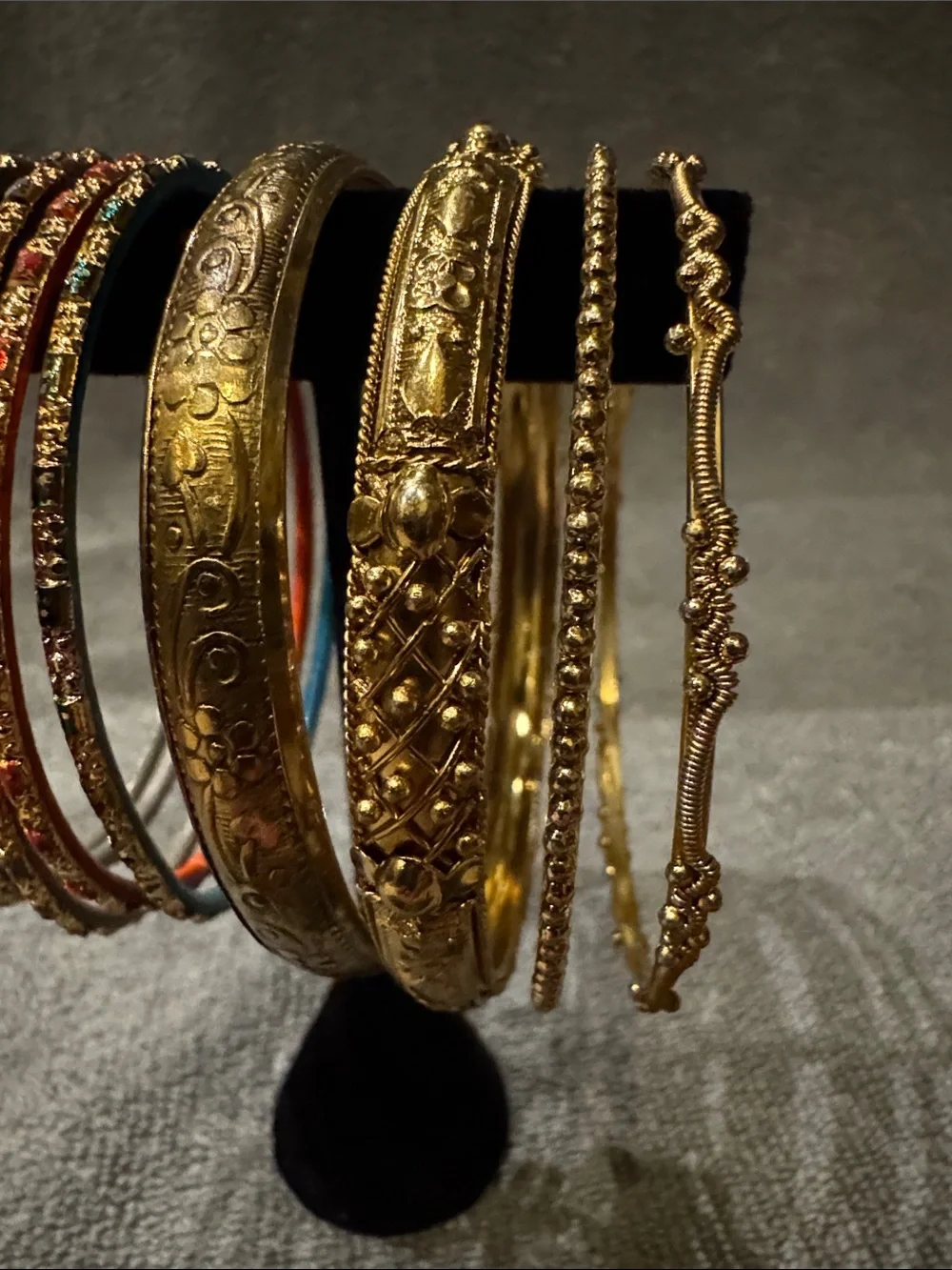 Gold-Tone Multi Bangle Bracelet Set of 9- Women Jewelry